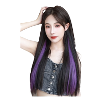 Ear-hanging hair piece highlight dye wig piece womens long hair one piece colored hair piece invisible hair extension simulation wig patch