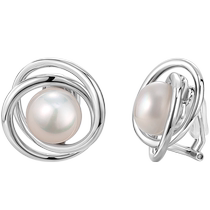Bai Lan Circle Pearl Ear Clip Womens 925 Silver Light Luxurious Atmosphere Earrings 2023 New ED4006