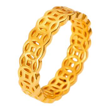 Gold ring pure gold 999 lucky coin