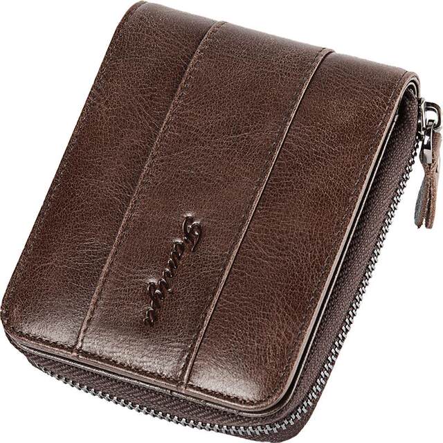 Men's pure leather zipper hot wallet