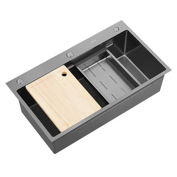 Wrigley genuine kitchen sink nano large single tank stainless steel washing, cutting and draining all-in-one table and upper and lower sink dishwashing basin