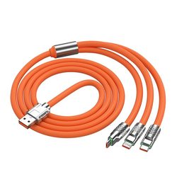 Geek line 120W super fast charging cable three-in-one ເຫມາະສໍາລັບ Apple Huawei type-c Android ສາຍສາກໂທລະສັບແບບຫນຶ່ງຫາສາມສາຍຂໍ້ມູນແທັບເລັດ ipad universal ສາຍສາກໄວຫນາ.