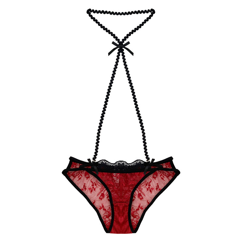'Hottie' Dating Rules: French Sexy Lace Pure Desire Girl Red Panties Low-Rise Halter Neck Innerwear