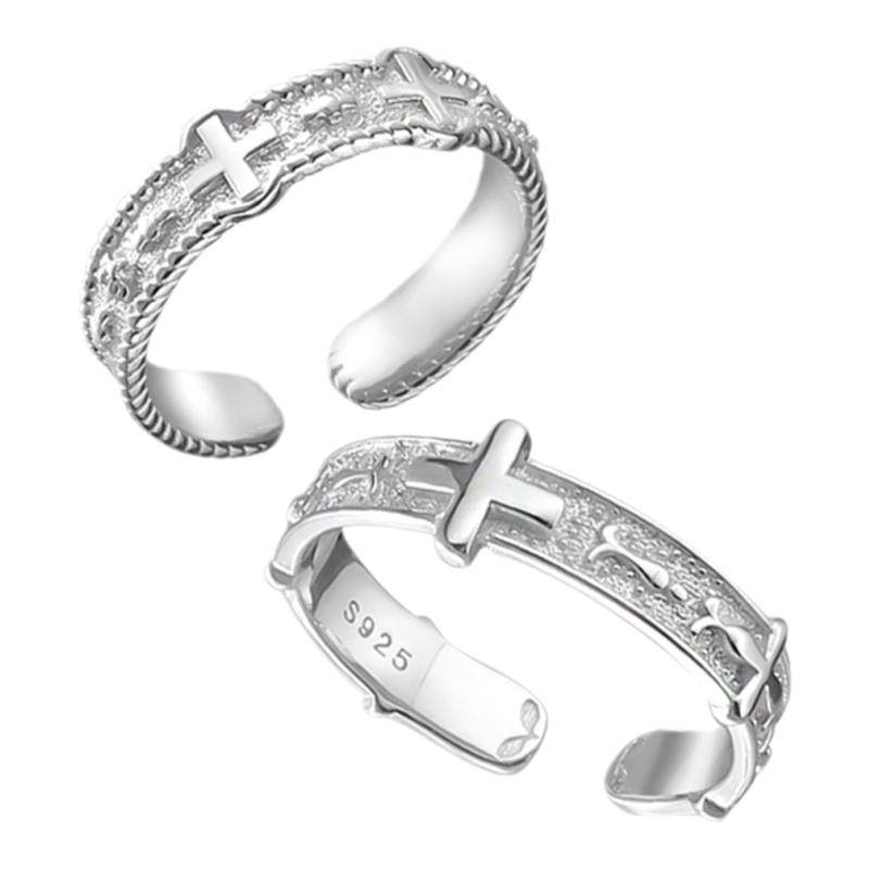 DOACH cross couple sterling silver ring