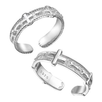 Doach cross couple sterling silver ring