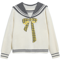 (100% cashmere) erdosKIDS 2024 autumn and winter new navy collar cute and versatile childrens pullover