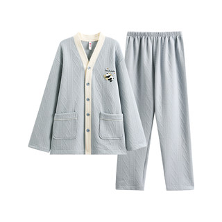 Fenton men's pajamas autumn and winter pure cotton sandwich home clothes