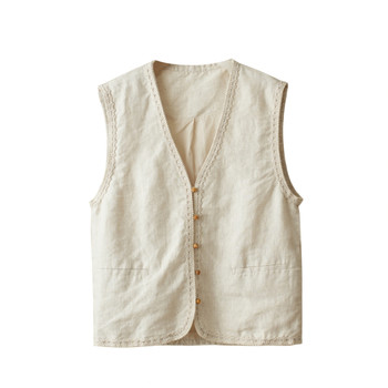 Hemp small fragrant style vest for women layered waistcoat