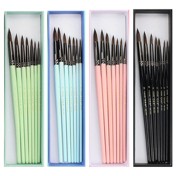 Art Brush Watercolor Brush Set Animal Hair Brushes for Adults Beginners Professional Art Painting Brushes Student Use Round Tip Pointed Tip Wholesale Sketching Travel Black Sable Hair Watercolor Brush Set