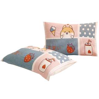 洁丽雅枕巾纯棉高档全棉一对装家用情侣纱布毛巾防脱落单人枕头巾