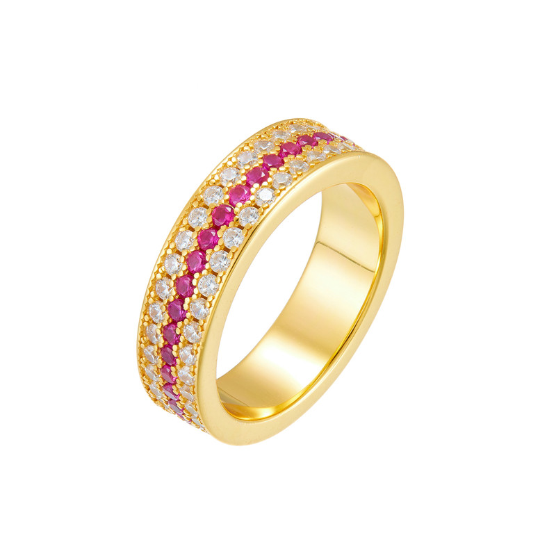AHCHOO classic red corundum diamond ring S925 sterling silver ruby passepartout diamond ring for women diamond gift