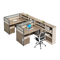 Simple modern three-seat office desk office financial room screen desk staff desk and chair combination