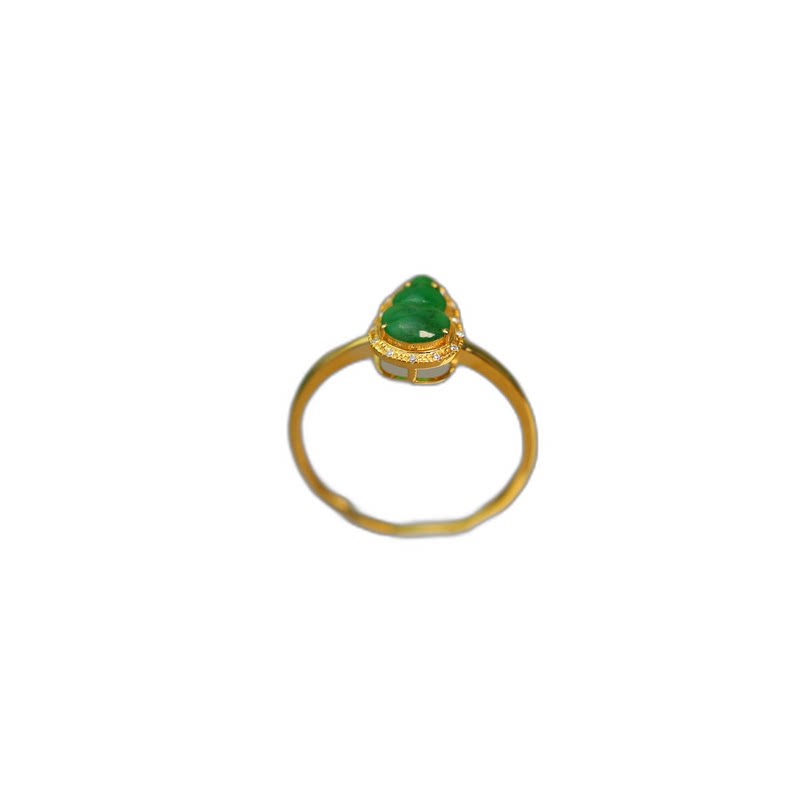 Ice Green Burmese Natural Grade A Jade Gourd Ring