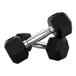 Solid Cast Iron Hexagonal Dumbbells 5kg 10kg 20kg Rubber-Coated Fixed Arm Muscle Training Equipment for Men's Home Use