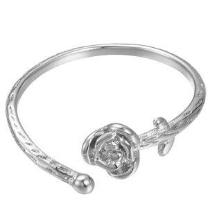 
Simple design S925 sterling silver one rose open ring ring girl tail ring student gift accessories