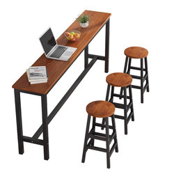 Simple Bar Table Against the Wall, Commercial Narrow Table, Home Balcony Long Table, Leisure Milk Tea Shop High Table and Chair Set