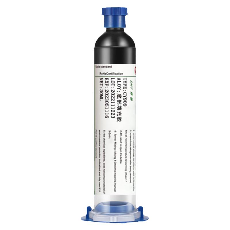 Chip underfill glue is resistant to high and low temperatures and cures quickly