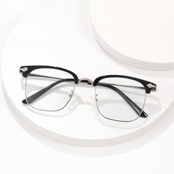 Black half-rim glasses frame for men with big faces, which can be equipped with myopia lenses, retro polytechnic men's eyebrow line eye frame frames