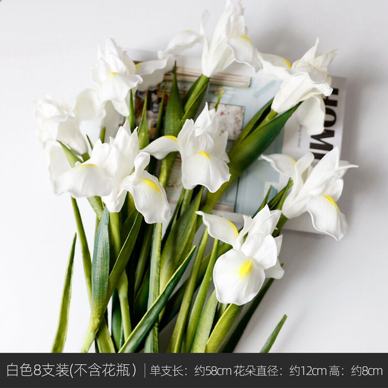 ของประดับดอกไม้ประดิษฐ์ระดับไฮเอนด์สำหรับห้องนั่งเล่น ดอกไอริส PU สำหรับตู้ทีวี ดอกไม้ประดิษฐ์สไตล์นอร์ดิก งานจัดดอกไม้บนโต๊ะแบบโมเดิร์น มินิมอล