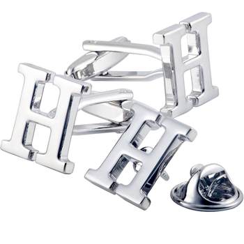 A pair of pure metal cufflinks with english letters available in different sizes