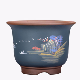 Clivia flower pot ceramic large high-end purple sand pastoral