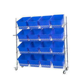 E-commerce picking truck warehouse express sorting wheeled tool cart storage rack material cart trailer slope sorting truck