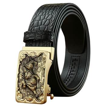 Pixiu lucky first layer cowhide genuine leather copper buckle business