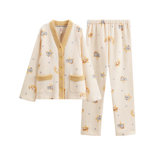 芬腾服饰纯棉秋冬季长袖空气棉夹层月子服保暖孕妇产后哺乳睡衣女