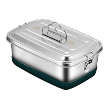 Student lunch box large capacity 304 stainless steel food grade rectangular deepened and divided work lunch box with lid