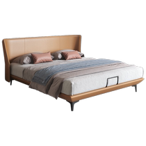 Dipu leather bed Italian light luxury master bedroom atmosphere double leather art bed 2024 new internet celebrity minimalist 1 8m wedding bed