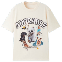 PEACEBIRD Cute Pet Family Printed T-shirt Womens Short Sleeve 2024 Summer New Loose Casual Round Neck Pure Cotton Top Trendy*