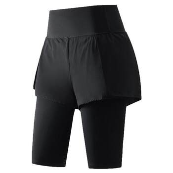Keep fake two-piece high-waisted leggings sports fitness pants