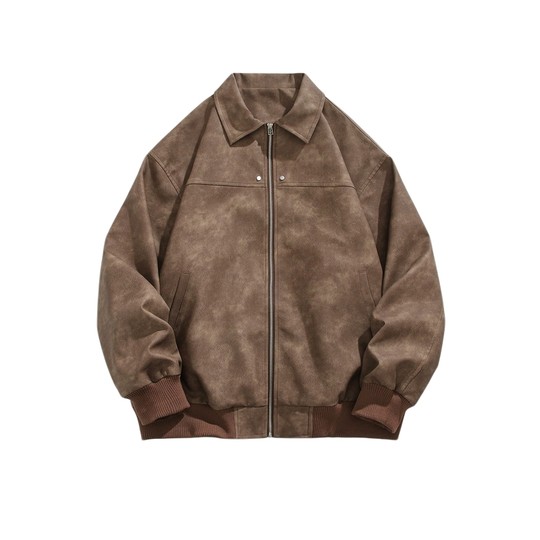 American vintage brown lapel leather jacket