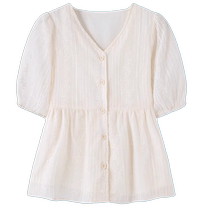 Temperament v-neck chiffon shirt womens new summer baby doll shirt small shirt covering the belly and slimming shirt short-sleeved top