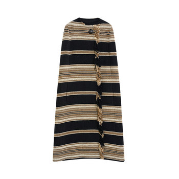 UNICA/Fashionable B defeated GypsyCape ແບບຕ່າງປະເທດເຮັດດ້ວຍມື tassel ຫນັງ buckle woolen coat cape coat