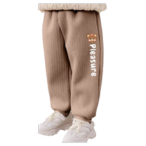 Childrens pants winter new velvet casual sports pants for boys and girls medium and large childrens versatile corduroy trousers trendy