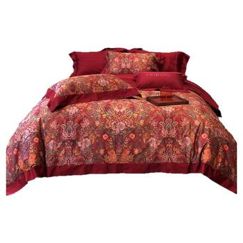 High-end wedding xinjiang long velvet cotton four-piece set