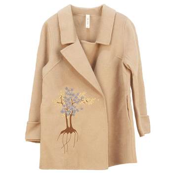 Jintai Embroidery Woolen Coat 2023 Winter New Short One Hand Long Women's Top 100% Sheep Woolen Coat