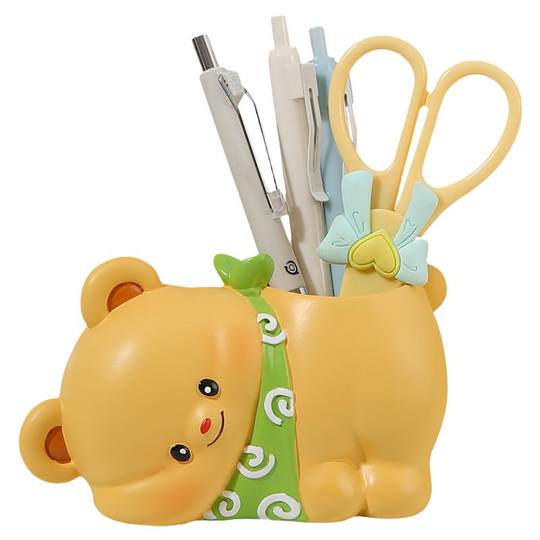 Cute Bear Pen Holder Emotional Stability Healing Decoration Office Desk Station Decoration Creative Gift for Girls