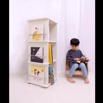 Ins nordic style solid wood children students rotating bookshelf bookshelf bookcase picture book shelf environmental protection