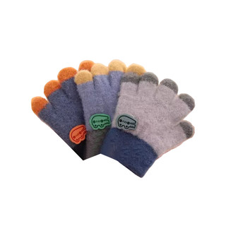 Children's autumn and winter velvet warm primary school boy gloves