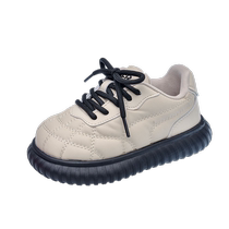 Childrens casual shoes 2023 spring and autumn new style girls bread shoes leather soft sole boys sports shoes for small and medium-sized children