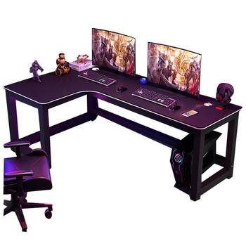 ໂຕະເກມມຸມຄອມພິວເຕີ desk double desktop home simple desk bookshelf bedroom desk study shape L-shaped desk