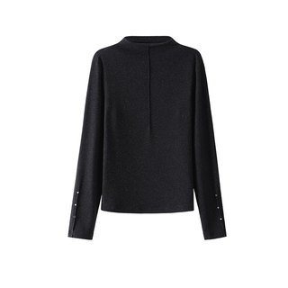 OSA欧莎亮闪双面绒针织打底衫T恤女2025年秋冬新款内搭半高领上衣