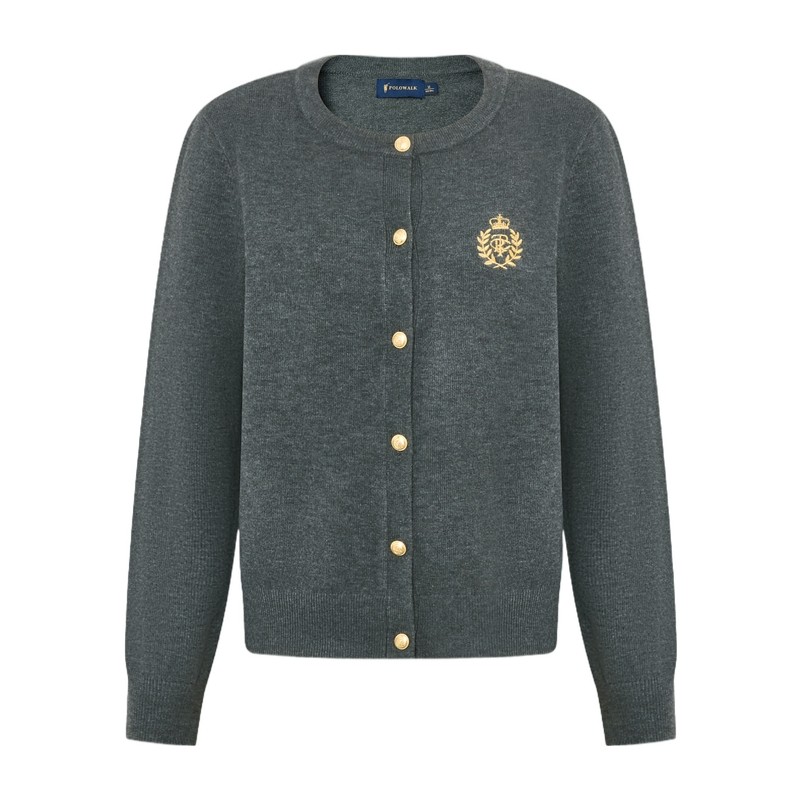 Autumn Women's Round Neck Long Sleeve Knitted Cardigan Versatile