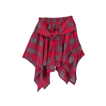 Plaid Short Skirt Dance Two-Piece Dance Performance Skirt Women's Jazz Dance Irregular American Fashion Ds Pants Skirt