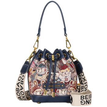 New Jacquard Canvas 2024 Shoulder Crossbody Bag Casual Trendy Drawstring Bucket Bag Versatile Women's Bag