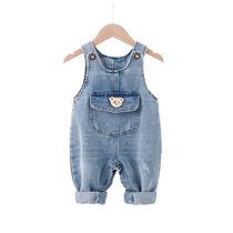 Baby denim overalls spring and autumn styles for boys and girls aged 1 to 3 years old childrens trousers childrens baby jumpsuits trendy