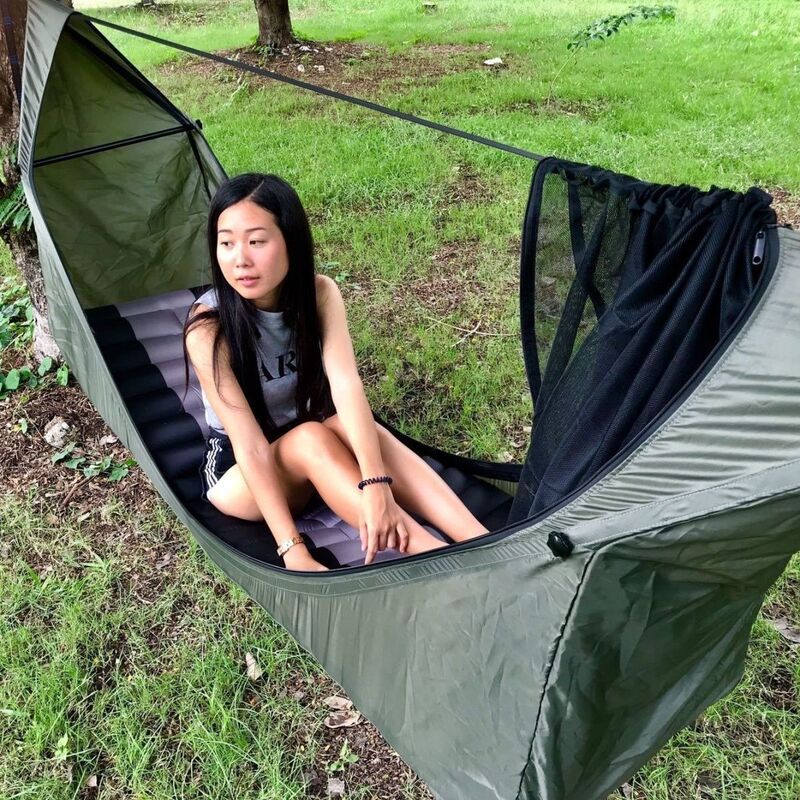 Travel Hanging Tent Flat-Bottom Hammock Canopy Multi-Functional Easy-To-Set-Up Suspended Hammock Outdoor Mosquito Net Anti-Mosquito