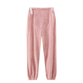 Coral velvet maternity pajamas ລະດູຫນາວຍາວພາກຮຽນ spring ແລະດູໃບໄມ້ລົ່ນ postpartum confinement ແອວສູງ abdominal ສະຫນັບສະຫນູນກາງເກງບ້ານສາມາດໃສ່ໄດ້ນອກ